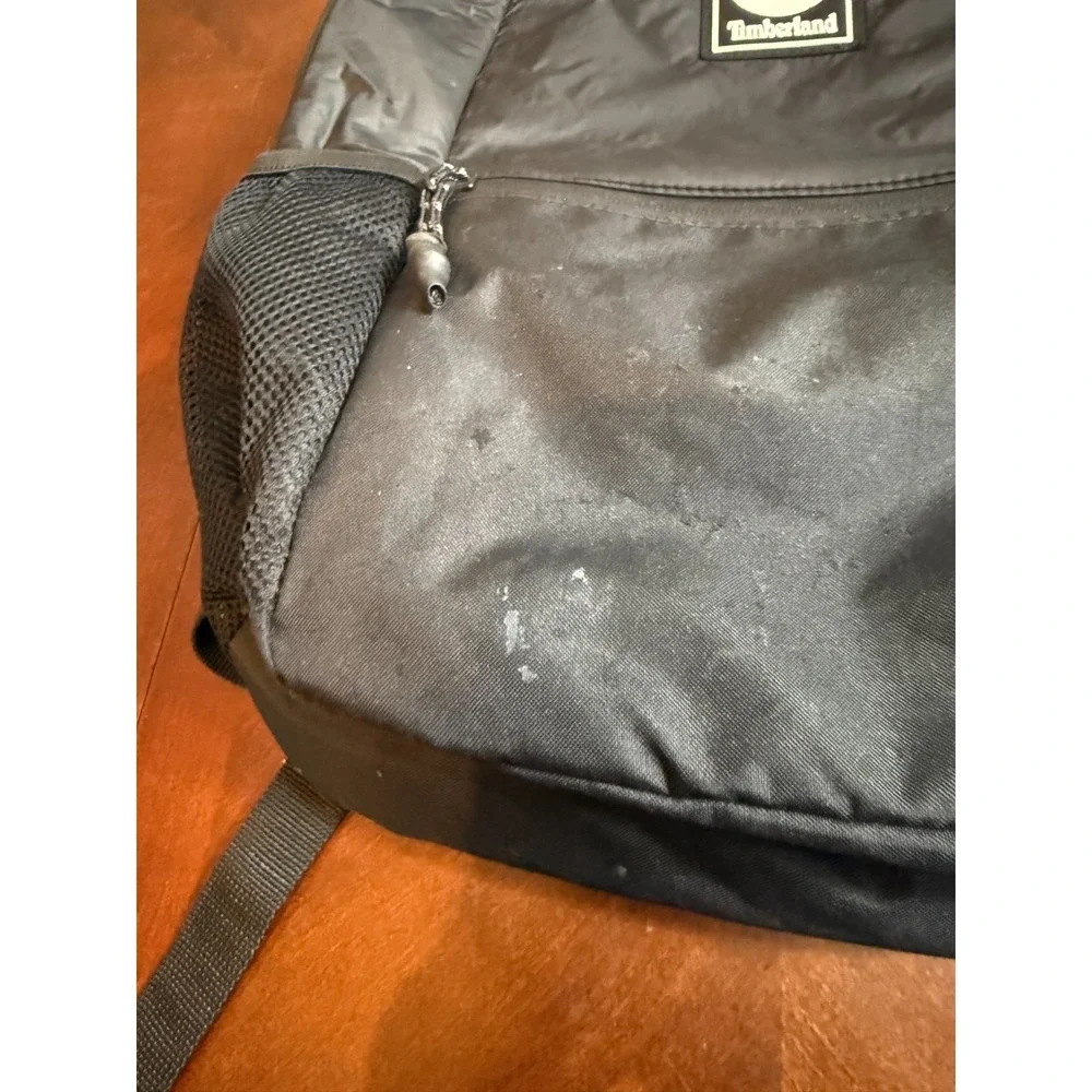 Timberland Black Nylon Backpack Daypack School Travel Bag‎ Mesh Pockets